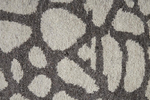 8 Foot Hand Knotted Wool Abstract Area Rug Ivory Gray Artisan Stain Resistant