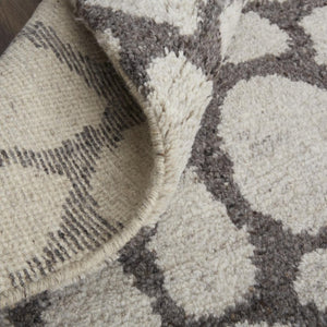 8 Foot Hand Knotted Wool Abstract Area Rug Ivory Gray Artisan Stain Resistant