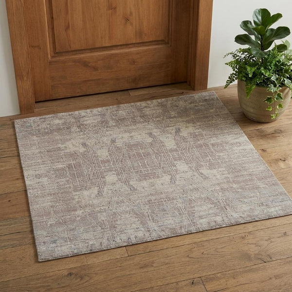 3 X 5 Abstract Wool Blend Hand Woven Area Rug in Tan Pink Gray Artisan Craft