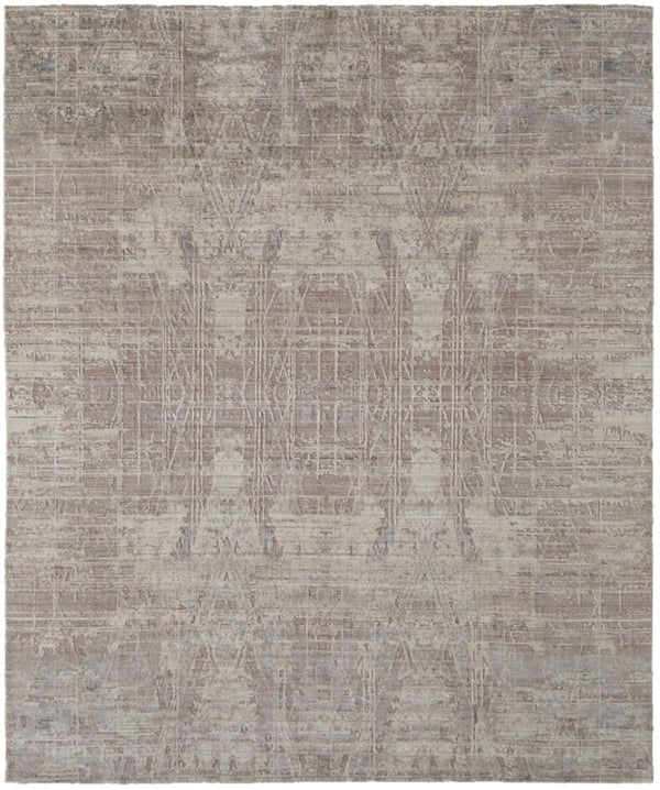 HomeRoots 3 X 5 Abstract Wool Blend Hand Woven Area Rug in Tan Pink Gray Artisan Craft 744005