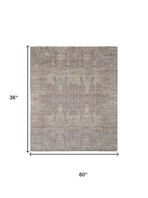 3 X 5 Abstract Wool Blend Hand Woven Area Rug in Tan Pink Gray Artisan Craft