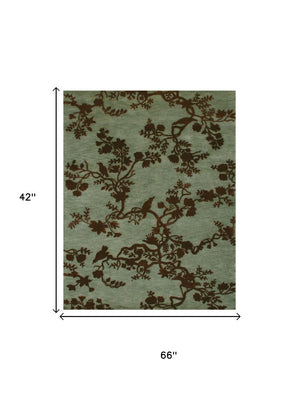 3x5 Hand Knotted Wool Floral Area Rug Mid-century Artisan Craft Stain Resistant