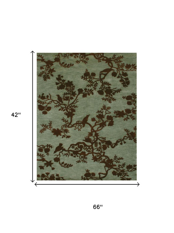 3x5 Hand Knotted Wool Floral Area Rug Mid-century Artisan Craft Stain Resistant