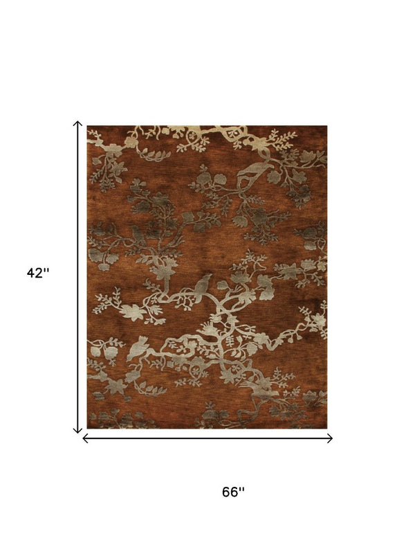 3x5 Hand Knotted Wool Floral Area Rug Mid-century Artisan Stain Resistant Accent