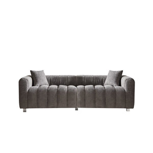 English Elm 83.46'' Velvet Three Seat Sofa Bubble Upholstered Couch with Sleek Metal Legs for Living Room Gray W2795S00039