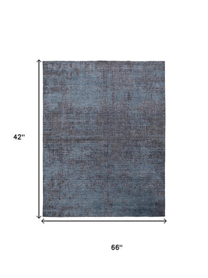 3 X 5 Hand Woven Abstract Area Rug in Blue Taupe for Entryway or Bedroom
