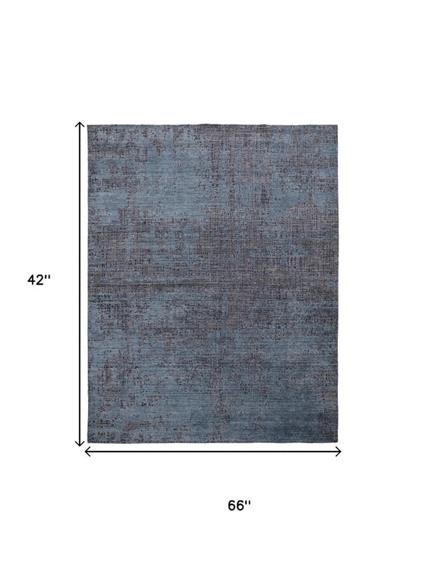 3 X 5 Hand Woven Abstract Area Rug in Blue Taupe for Entryway or Bedroom