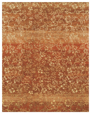HomeRoots 4 X 6 Hand Knotted Wool Floral Area Rug in Rich Red Orange and Gold Tones 744022