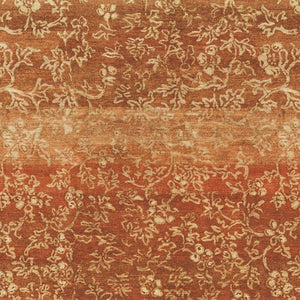 4 X 6 Hand Knotted Wool Floral Area Rug in Rich Red Orange and Gold Tones