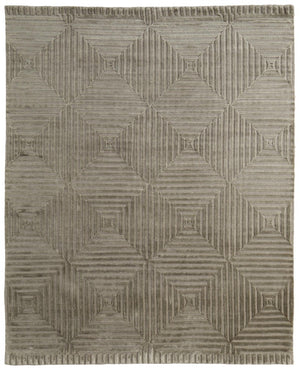 HomeRoots 4x6 Hand Knotted Wool Geometric Area Rug Stain Resistant Artisan Crafted Accent 744025