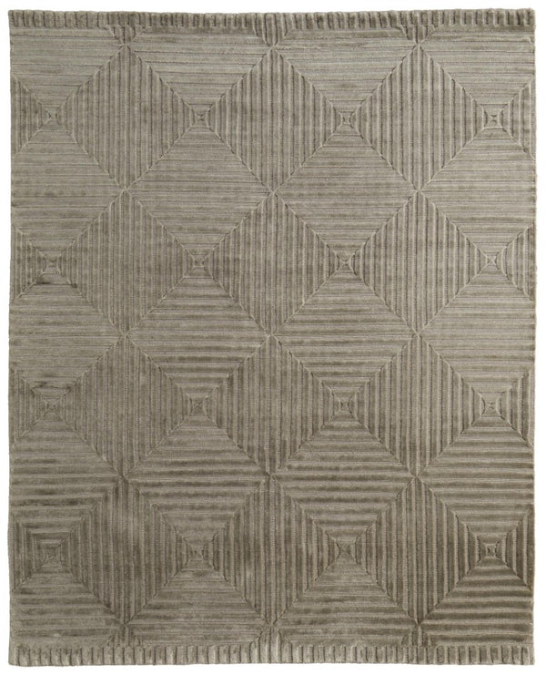 HomeRoots 4x6 Hand Knotted Wool Geometric Area Rug Stain Resistant Artisan Crafted Accent 744025