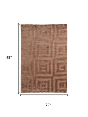 4 X 6 Hand Knotted Wool Geometric Area Rug Stain Resistant Artisan Crafted