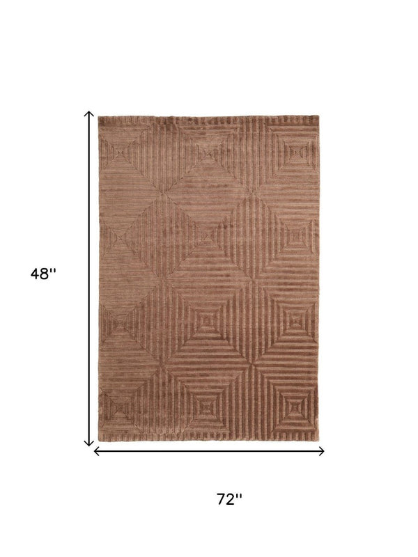4 X 6 Hand Knotted Wool Geometric Area Rug Stain Resistant Artisan Crafted