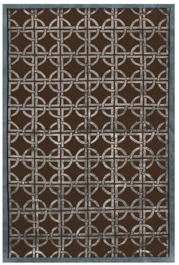 3 X 5 Hand Knotted Wool Abstract Area Rug in Brown Gray for Bedroom Entryway