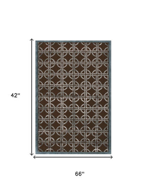 3 X 5 Hand Knotted Wool Abstract Area Rug in Brown Gray for Bedroom Entryway