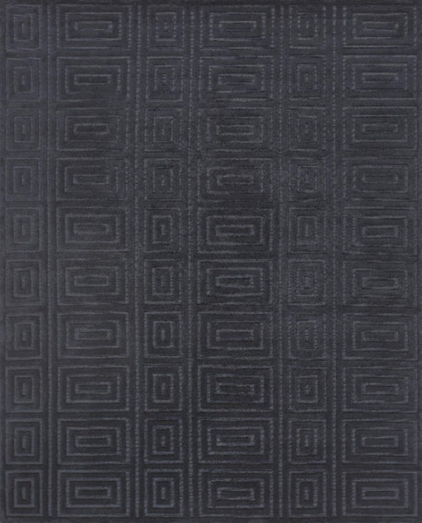 HomeRoots 4x6 Hand Knotted Wool Geometric Area Rug in Gray Stain Resistant Artisan Craft 744041