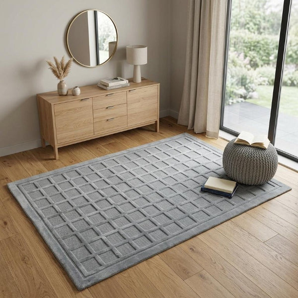 4 X 6 Hand Knotted Wool Geometric Area Rug Stain Resistant for Bedroom Entryway