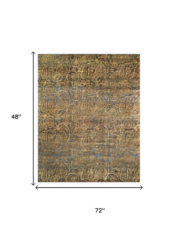 4 X 6 Hand Knotted Wool Paisley Area Rug Stain Resistant Artisan Crafted Accent