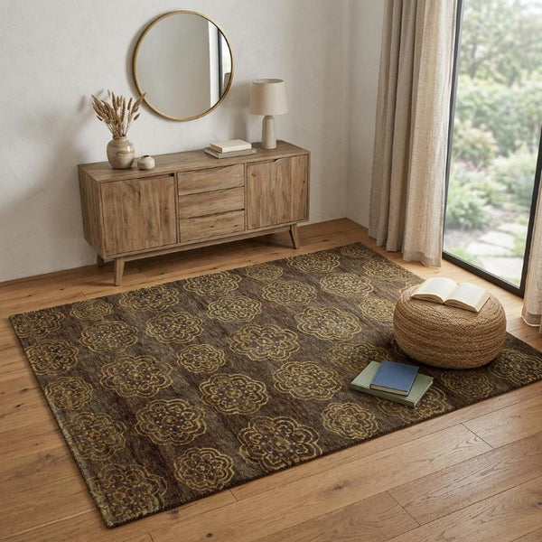 4 X 6 Wool Blend Hand Knotted Floral Area Rug Artisan Crafted Bedroom Accent