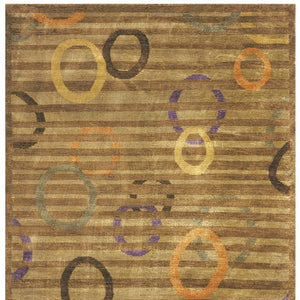 4 X 6 Hand Knotted Wool Blend Area Rug Striped Artisan Weave for Bedroom Entry