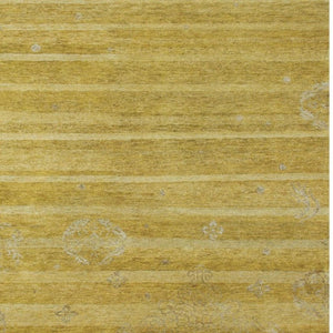 4x6 Hand Knotted Wool Blend Area Rug in Gold Striped Artisan Weave for Any Room