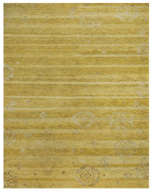 4x6 Hand Knotted Wool Blend Area Rug in Gold Striped Artisan Weave for Any Room