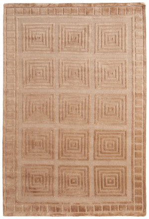 HomeRoots 4x6 Hand Knotted Wool Area Rug Geometric Tan Gold Stain Resistant Artisan Made 744055