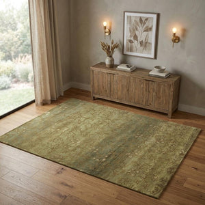 4x6 Hand Knotted Wool Floral Rug Artisan Crafted Stain Resistant Accent Mat