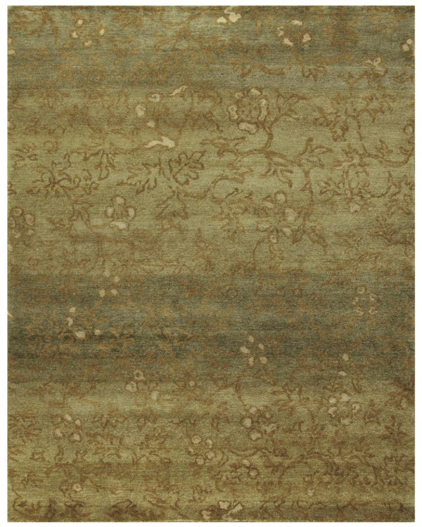 HomeRoots 4x6 Hand Knotted Wool Floral Rug Artisan Crafted Stain Resistant Accent Mat 744057