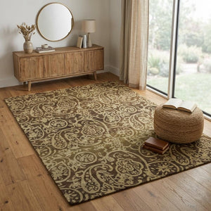4 X 6 Hand Knotted Wool Paisley Area Rug Artisan Crafted Stain Resistant Accent