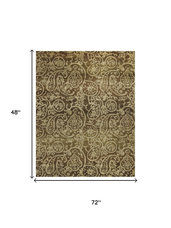 4 X 6 Hand Knotted Wool Paisley Area Rug Artisan Crafted Stain Resistant Accent