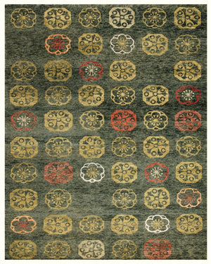 HomeRoots 4 X 6 Floral Hand Knotted Wool Blend Area Rug Artisan Crafted Boho Accent 744060