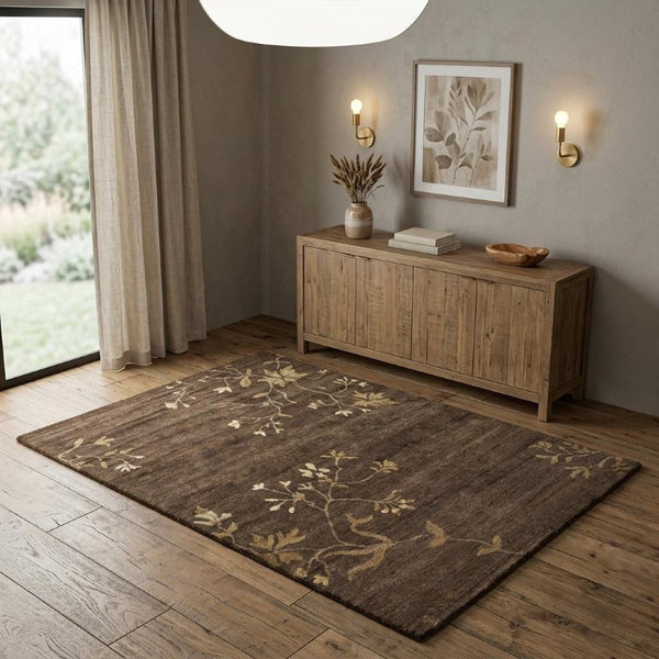 4 X 6 Hand Knotted Wool Floral Area Rug Stain Resistant Artisan Crafted Accent