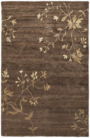 HomeRoots 4 X 6 Hand Knotted Wool Floral Area Rug Stain Resistant Artisan Crafted Accent 744062