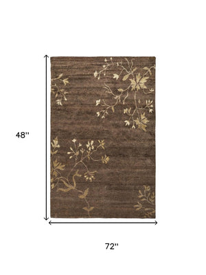 4 X 6 Hand Knotted Wool Floral Area Rug Stain Resistant Artisan Crafted Accent