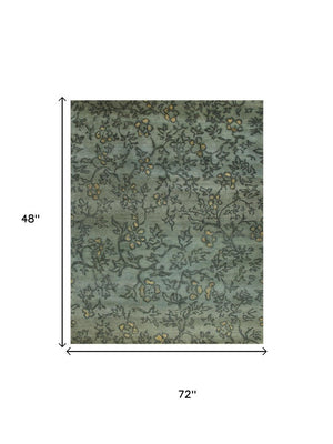 4x6 Hand Knotted Wool Floral Area Rug Stain Resistant Artisan Crafted Accent