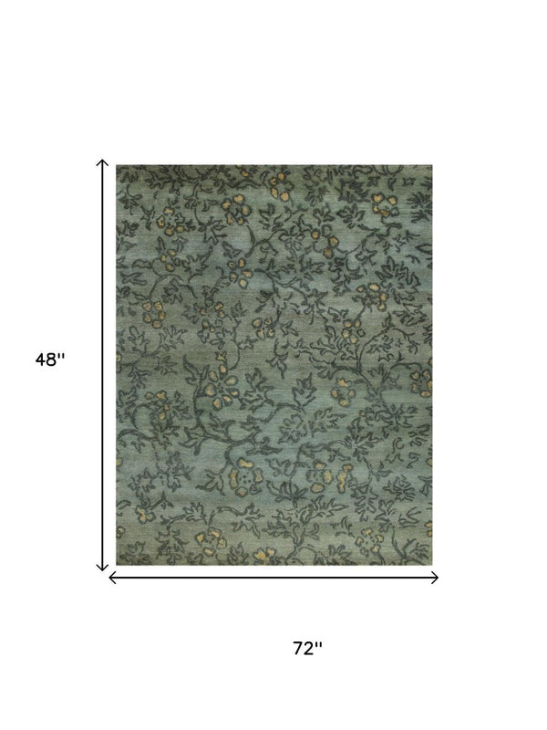 4x6 Hand Knotted Wool Floral Area Rug Stain Resistant Artisan Crafted Accent