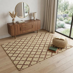 4 X 6 Hand Woven Jute Area Rug Artisan Floral Pattern for Bedroom or Entryway
