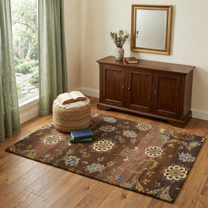 4x6 Hand Knotted Wool Floral Area Rug Stain Resistant Artisan Crafted Traditional