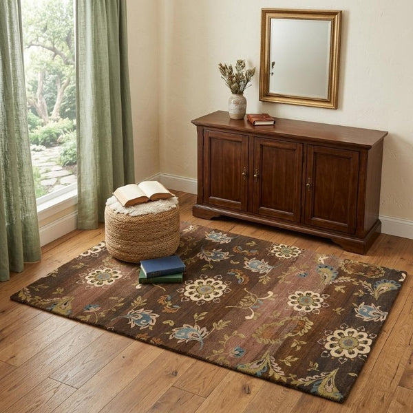 4x6 Hand Knotted Wool Floral Area Rug Stain Resistant Artisan Crafted Traditional