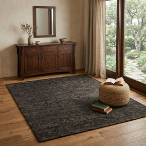 4 X 6 Hand Knotted Wool Floral Area Rug Artisan Crafted Stain Resistant Brown