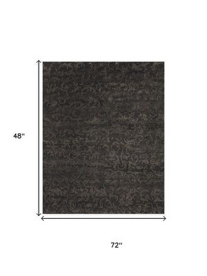 4 X 6 Hand Knotted Wool Floral Area Rug Artisan Crafted Stain Resistant Brown