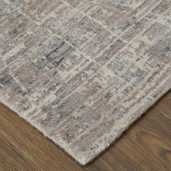4 X 6 Hand Woven Wool Blend Abstract Area Rug in Tan Pink Gray Tones
