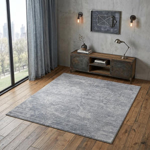 4x6 Hand Woven Wool Blend Area Rug Ombre Blue Gray Artisan Craft for Bedroom
