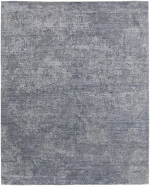 HomeRoots 4x6 Hand Woven Wool Blend Area Rug Ombre Blue Gray Artisan Craft for Bedroom 744074