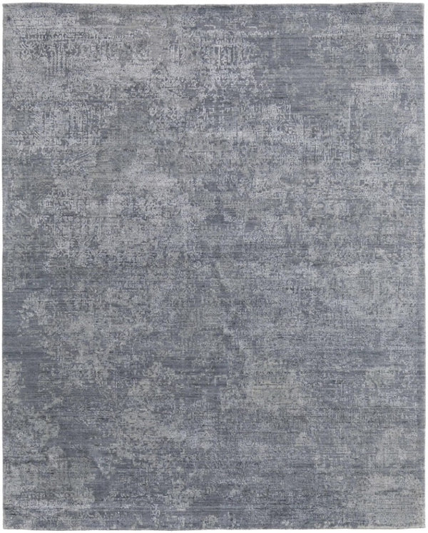 HomeRoots 4x6 Hand Woven Wool Blend Area Rug Ombre Blue Gray Artisan Craft for Bedroom 744074