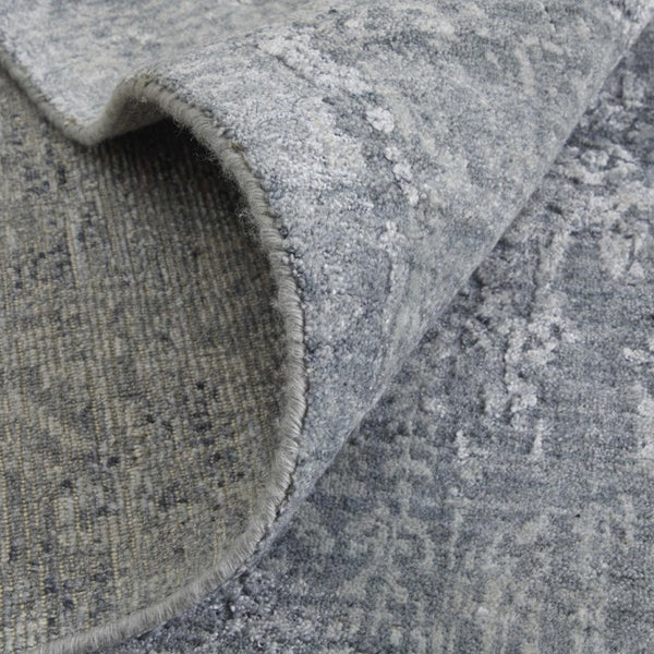4x6 Hand Woven Wool Blend Area Rug Ombre Blue Gray Artisan Craft for Bedroom