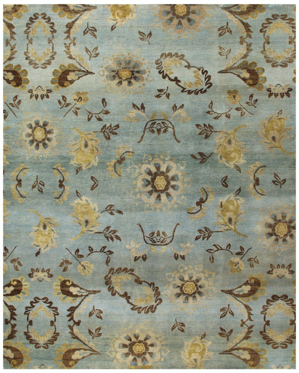 HomeRoots 4x6 Hand Knotted Wool Floral Area Rug Stain Resistant Traditional Artisan Accent 744075