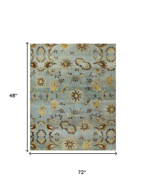 4x6 Hand Knotted Wool Floral Area Rug Stain Resistant Traditional Artisan Accent