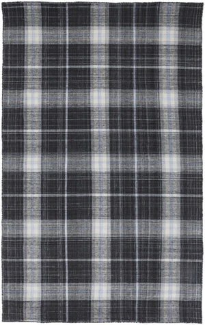 HomeRoots 4x6 Hand Loomed Plaid Area Rug Stain Resistant Polyester for Bedroom or Entryway 744078